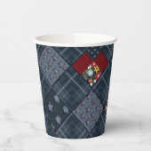 Denim patchwork, patchwork, textiel, blauw patroon papieren bekers (Links)