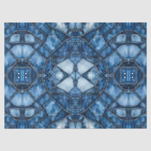 Denim Patchwork Patroon - Olivia Tissuepapier (Voorkant)