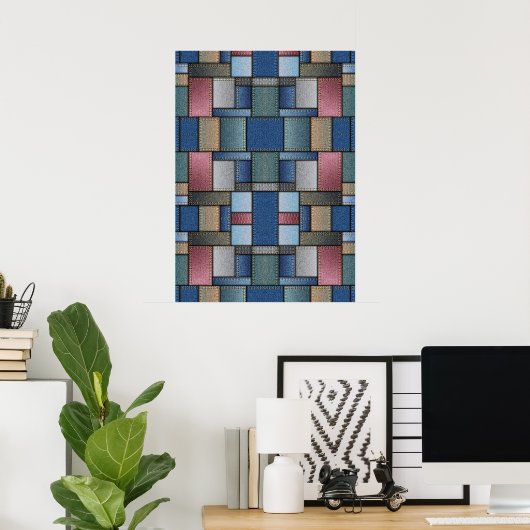 Denim Patchwork Poster (Thuiskantoor)