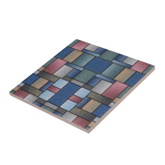 Denim Patchwork Tegeltje (Zijkant)