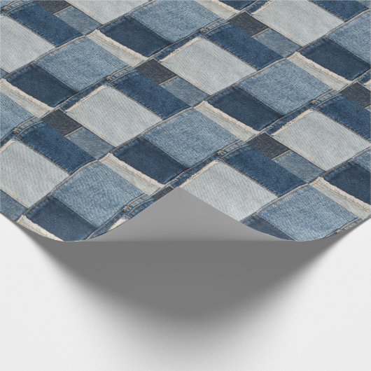 Denim Patchwork: textielpatroon Cadeaupapier (Hoek)