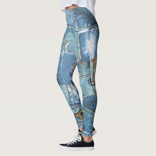 Denim patroon ontwerp leggings (Links)