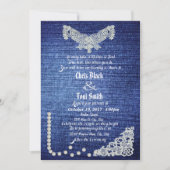 Denim, Perles et mariage de dentelle Invitation (Devant)