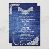 Denim, Perles et mariage de dentelle Invitation (Devant / Derrière)