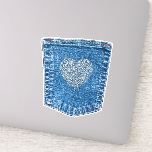 Denim Pocket Diamant Hart Bedazzled Land Sticker (Detail)