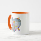 Denim Pocket Heart Flowers Butterflies Coffee Mok (Voorkant links)