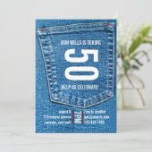 Denim Pocket Invitation Kaart (Staand voorkant)