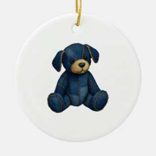 Denim Puppy Dog Art Grappige hond Denim grappige t Keramisch Ornament