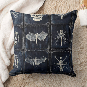 Denim quilt met schedels en insecten kussen
