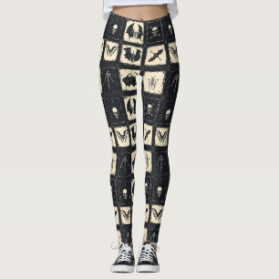 Denim quilt met vleermuizen en skeletten leggings