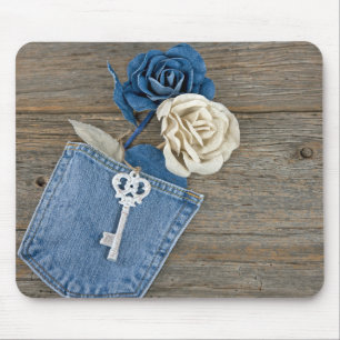 Denim-Rozen in Jean Pocket Muismat
