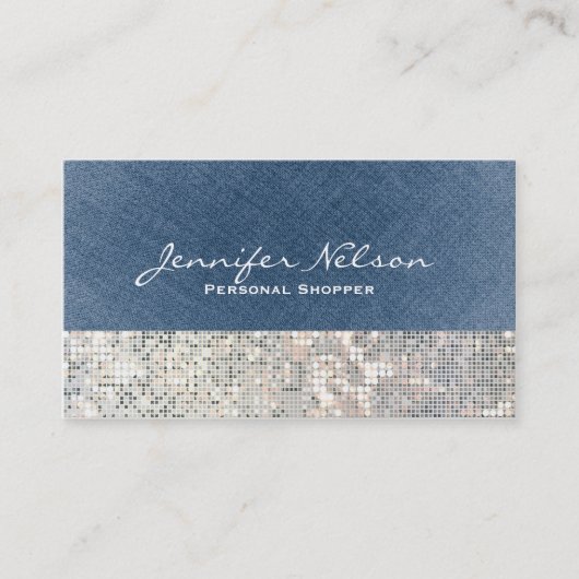 Denim Sequin Glitter Glamour Glitz Visitekaartje (Voorkant)