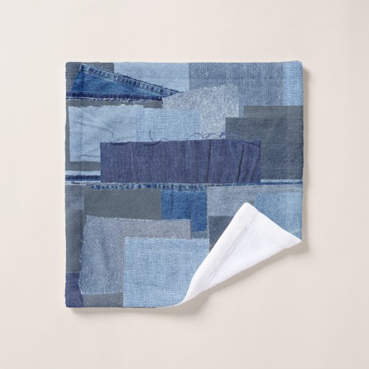 Denim Shibori de patchwork de blue-jean de Boro (Gant de toilette)