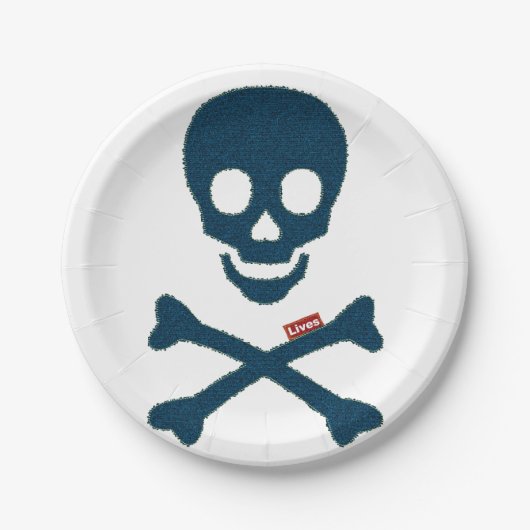 Denim Skull Papieren Bordje (Voorkant)