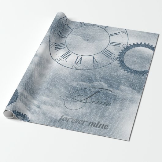 Denim Steampunk Cadeaupapier (Uitgerold)