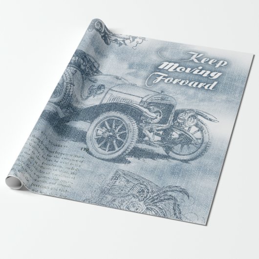 Denim Steampunk Cadeaupapier (Uitgerold)
