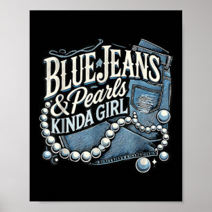 Denim Stof Blauwe Jeans Parels Skinny Jeans Lover Poster