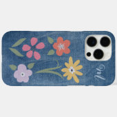Denim Stof Bloem Monogram Case-Mate iPhone Case (Achterkant (horizontaal))