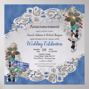 Denim Textured Lace en Costume Jewelry Poster