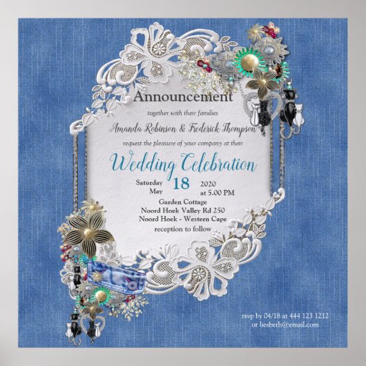 Denim Textured Lace en Costume Jewelry Poster (Voorkant)