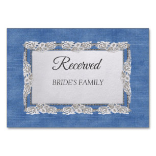 Denim Textured Lace en Pearls Kaart