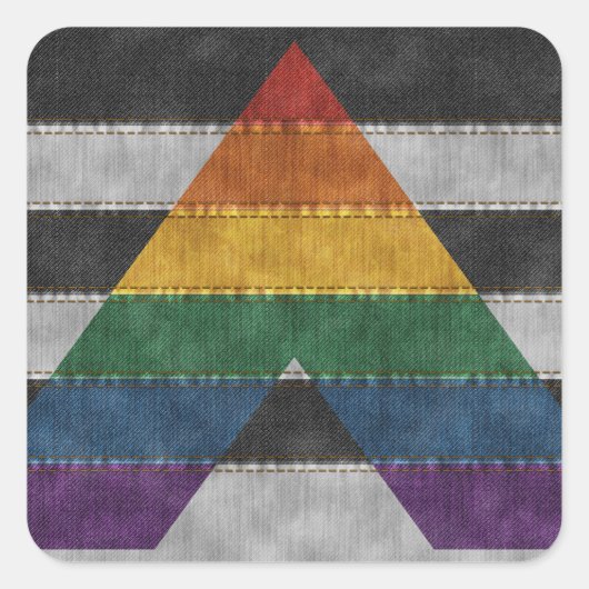 Denim Textured Seamless LGBT Ally Pride Flag Vierkante Sticker (Voorkant)