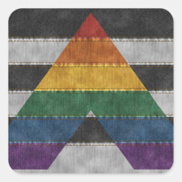 Denim Textured Seamless LGBT Ally Pride Flag Vierkante Sticker