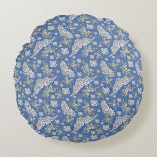 Denim Textuur Kant en Parels Rond Kussen