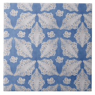 Denim textuur met kant herhalingspatroon tegeltje