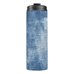 Denim textuur: robuuste gaten. thermosbeker