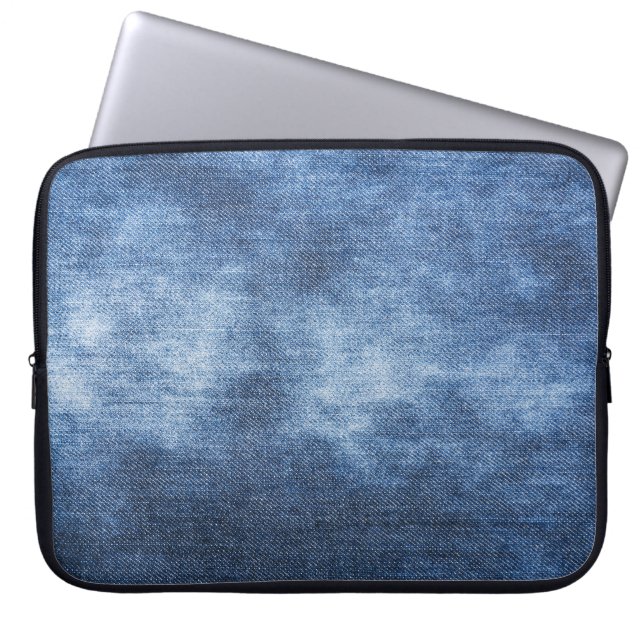 Denim textuur: versleten stof achtergrond laptop sleeve (Voorkant)