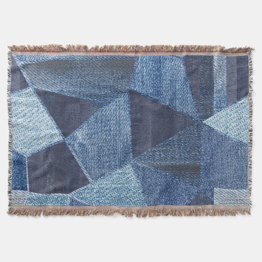 Denim Urban: Gestreepte patchwork. Deken (Voorkant)