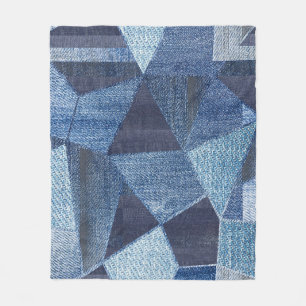 Denim Urban: Gestreepte patchwork. Fleece Deken