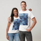 Denim Urban: Gestreepte patchwork. T-shirt (Unisex)