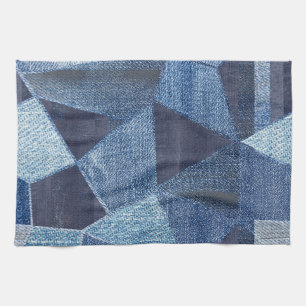 Denim Urban: Gestreepte patchwork. Theedoek
