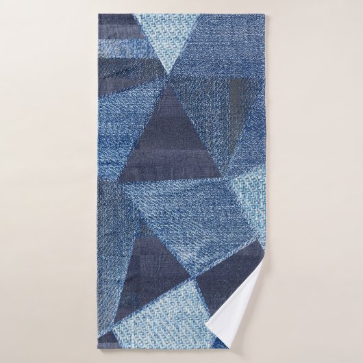 Denim Urban : Patchwork à rayures détendues. (Serviette de bain)