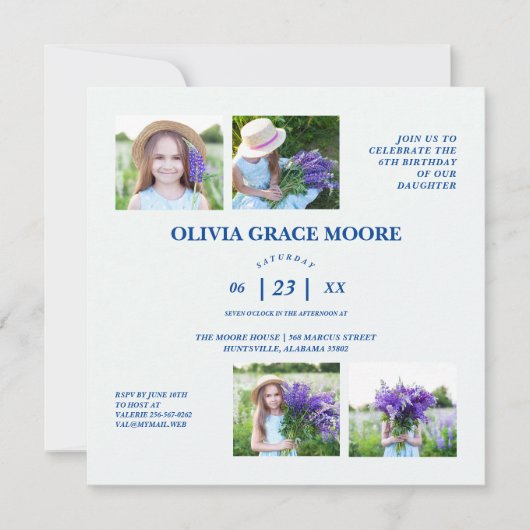 Denim veelkleurige Polka Dots Kinderen Verjaardag Kaart (Voorkant)