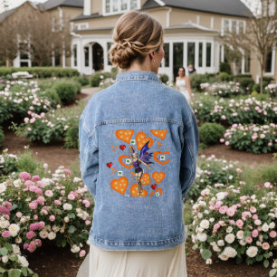 Denim Veste Bleu Orange Coeurs Fée