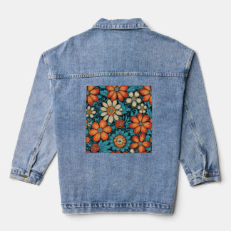 Denim Veste Floral Folal Style Folk