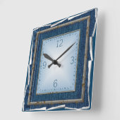 Denim Vierkante Klok (Hoek)