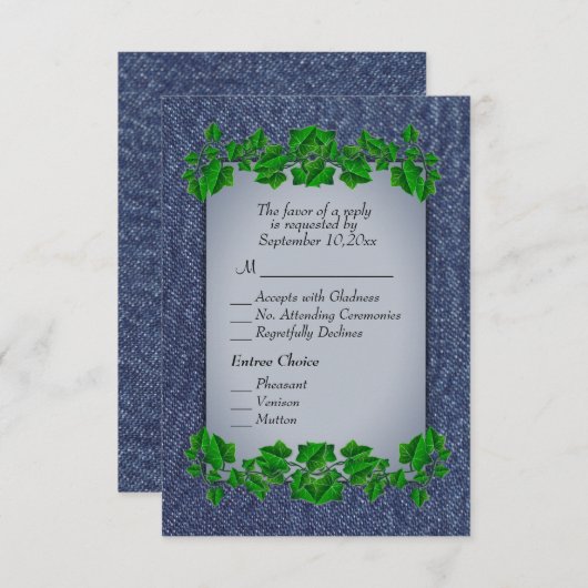 Denim Vines RSVP avec menu (Devant / Derrière)