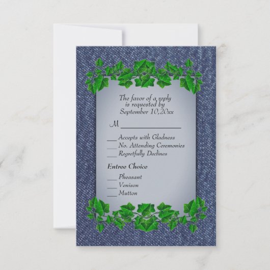 Denim Vines RSVP met menu (Voorkant)