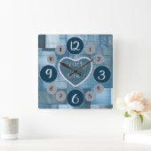 Denim wandklok voor naailiefhebbers vierkante klok (Huis)