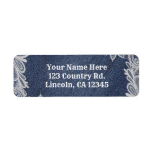 Denim & White Floral Lace Elegant Wedding Etiket