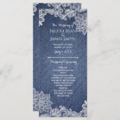 Denim & White Floral Lace Programme de mariage Rac (Devant / Derrière)