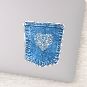 Denim Zak Diamant Hart Bedazzled Country Sticker