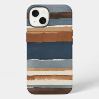 Denimblauwe roest- en bruine strepen iPhone 13 hoesje