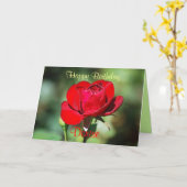 Denise Bonne Carte Rouge Rose Anniversaire (Fleur jaune)