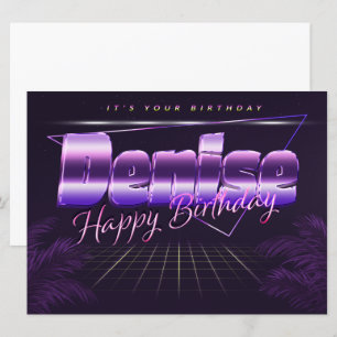 Denise Nom Prénom carte rétro lilas pour anniversa
