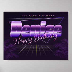 Denise Nom Vorname lila retro Poster Geburtstag